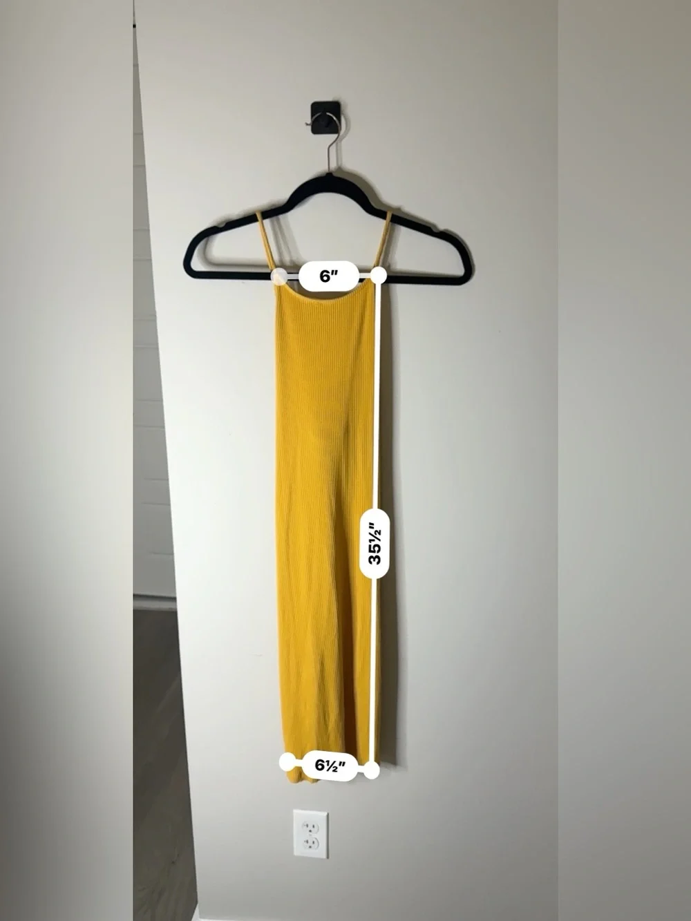 H&M Golden Honey Ribbed Open Back Midi Dress | Sleeveless Bodycon | Large